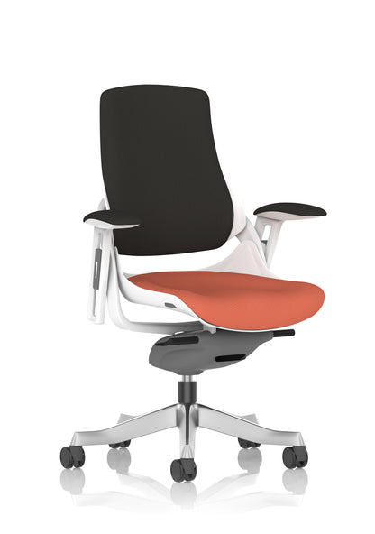 Zure High Back White Shell Fabric Executive Office Chair with Arms