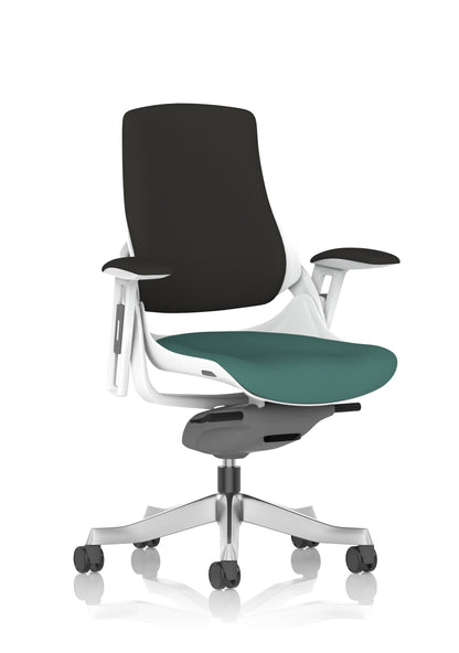 Zure High Back White Shell Fabric Executive Office Chair with Arms