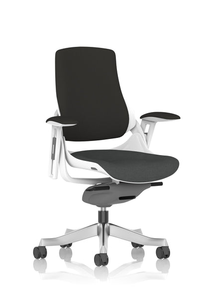 Zure High Back White Shell Fabric Executive Office Chair with Arms