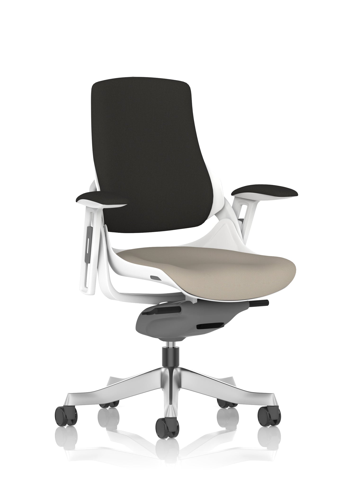 Zure High Back White Shell Fabric Executive Office Chair with Arms