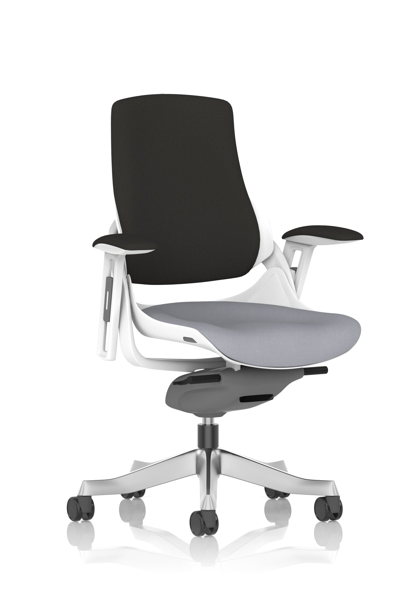 Zure High Back White Shell Fabric Executive Office Chair with Arms