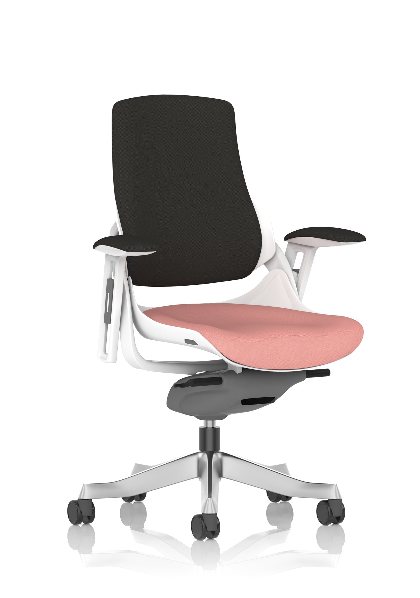 Zure High Back White Shell Fabric Executive Office Chair with Arms