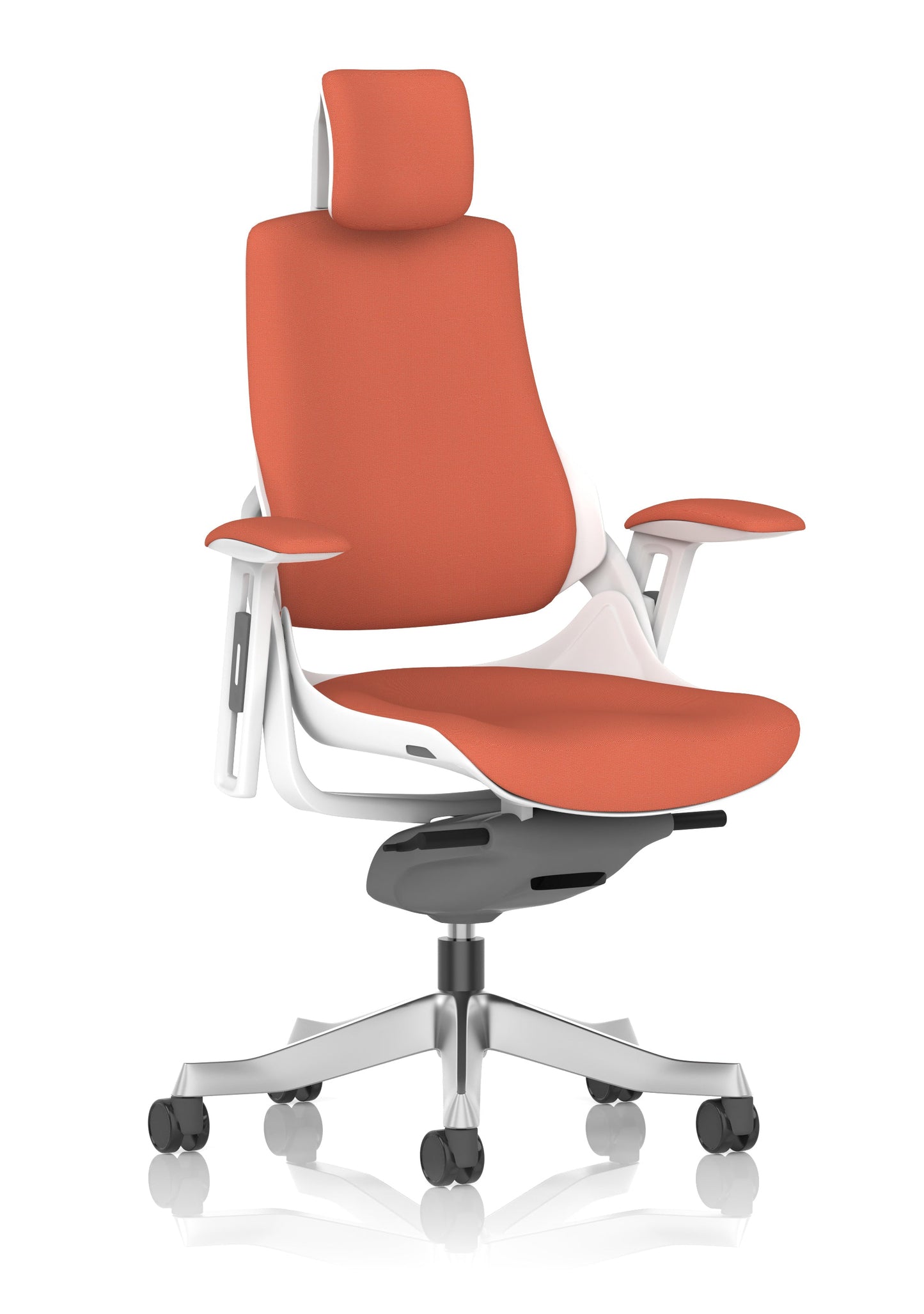 Zure High Back White Shell Fabric Executive Office Chair with Arms