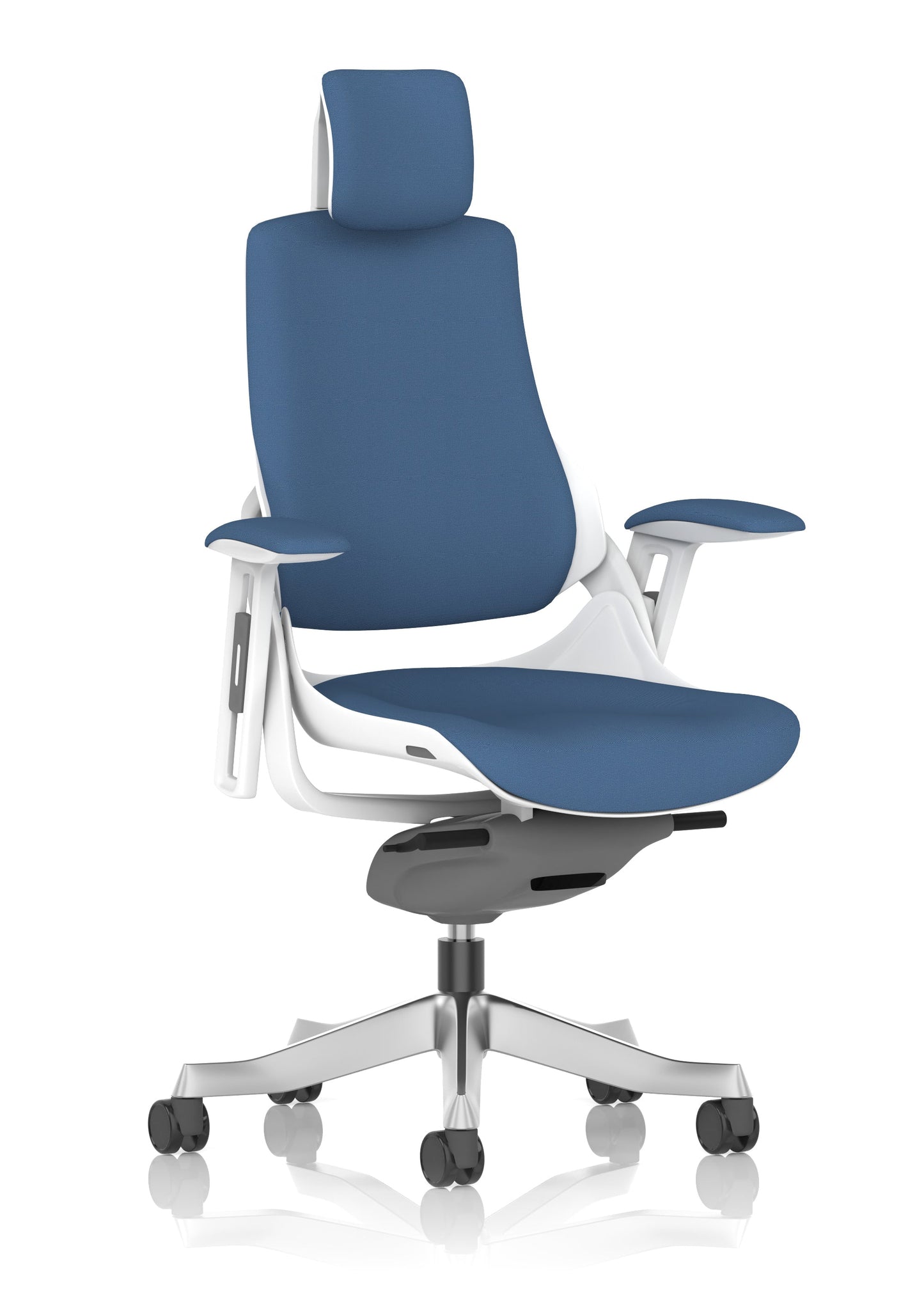 Zure High Back White Shell Fabric Executive Office Chair with Arms