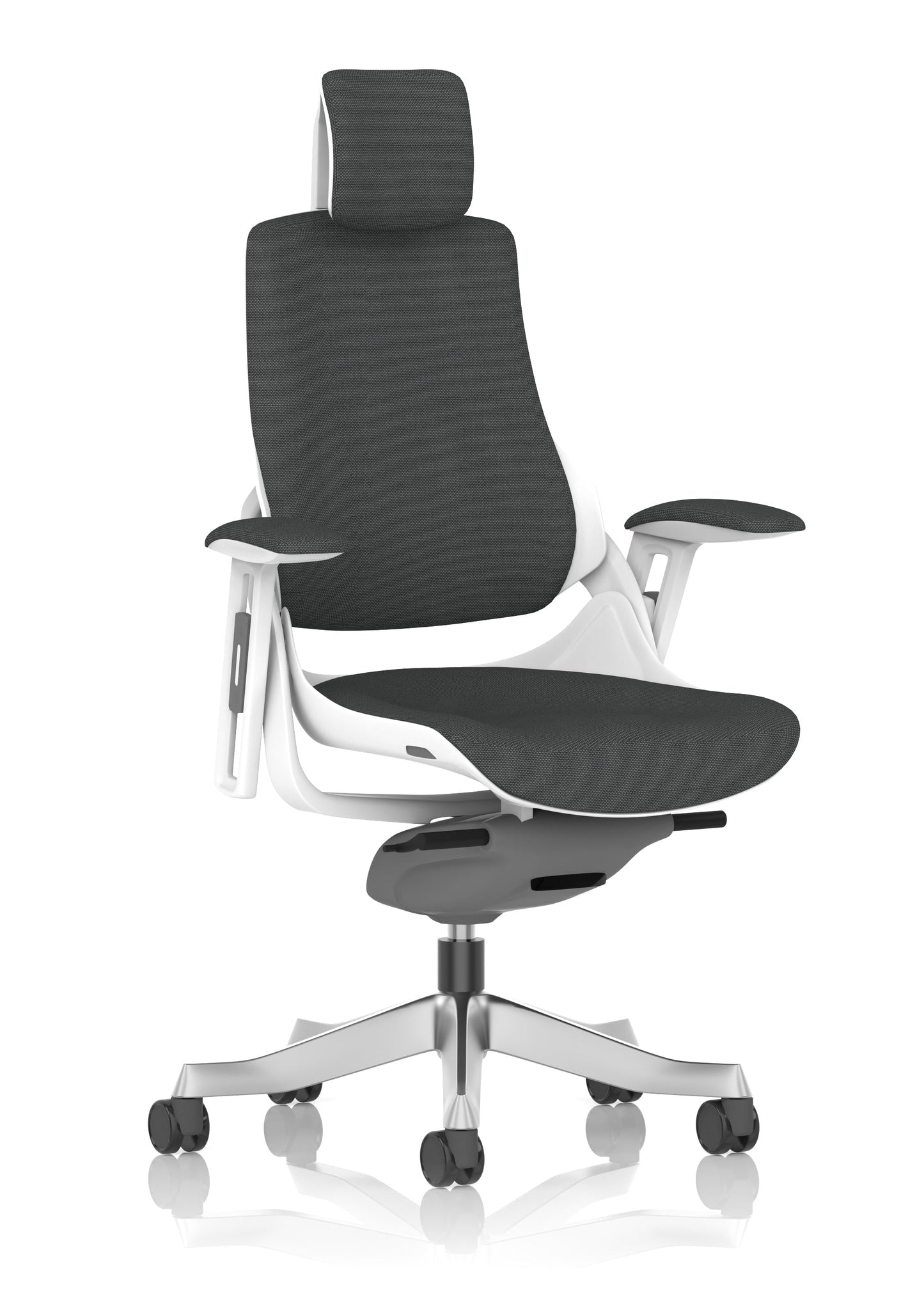 Zure High Back White Shell Fabric Executive Office Chair with Arms