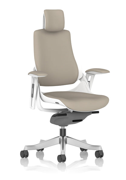 Zure High Back White Shell Fabric Executive Office Chair with Arms