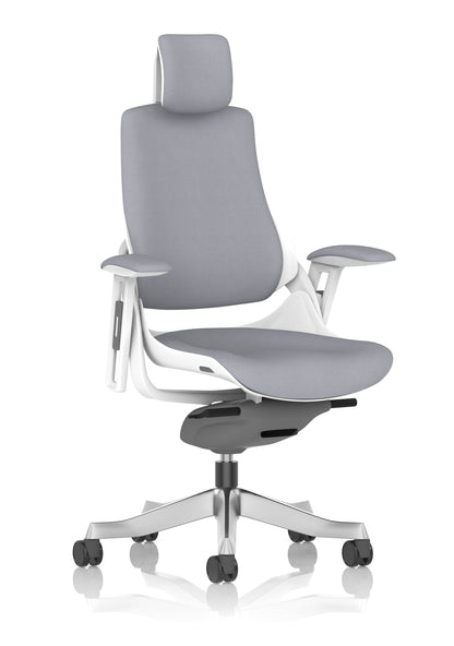 Zure High Back White Shell Fabric Executive Office Chair with Arms