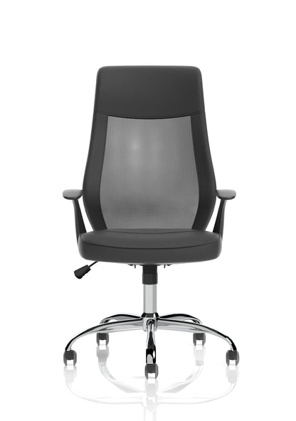 Baye High Mesh Back Task Operator Black Leather Office Chair with Arms
