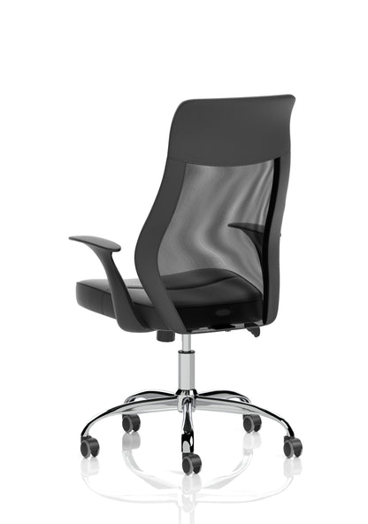 Baye High Mesh Back Task Operator Black Leather Office Chair with Arms