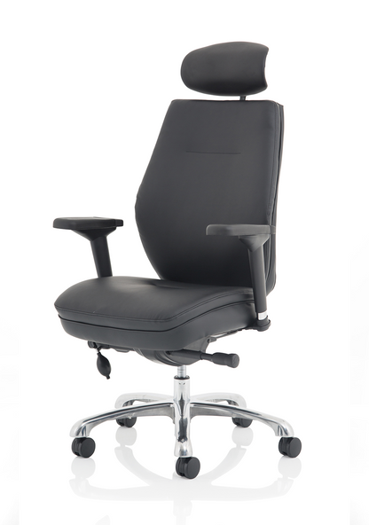 Domino High Back Black Ergonomic Posture Chair with Arms and Headrest