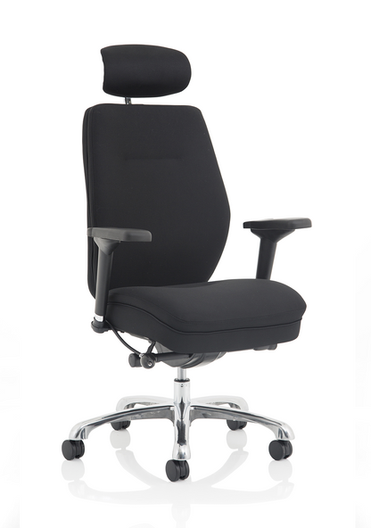 Domino High Back Black Ergonomic Posture Chair with Arms and Headrest