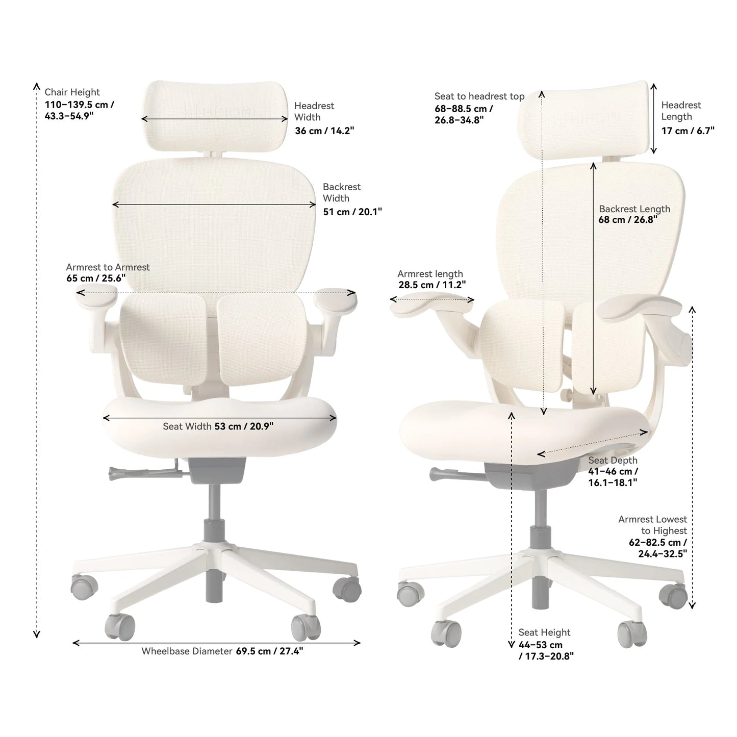 Hinomi Q2 Ergonomic Office Chair with Multi-Adjustable Armrests