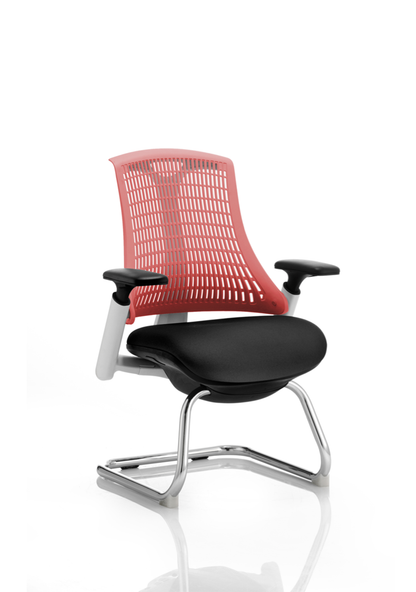 Flex Medium Back Cantilever Visitor Chair White Frame with Arms