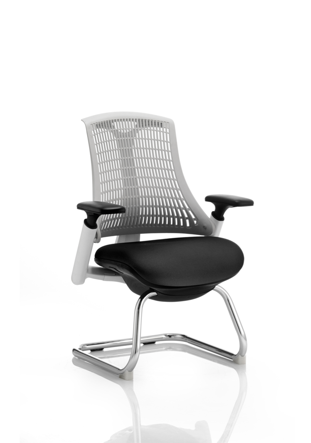 Flex Medium Back Cantilever Visitor Chair White Frame with Arms