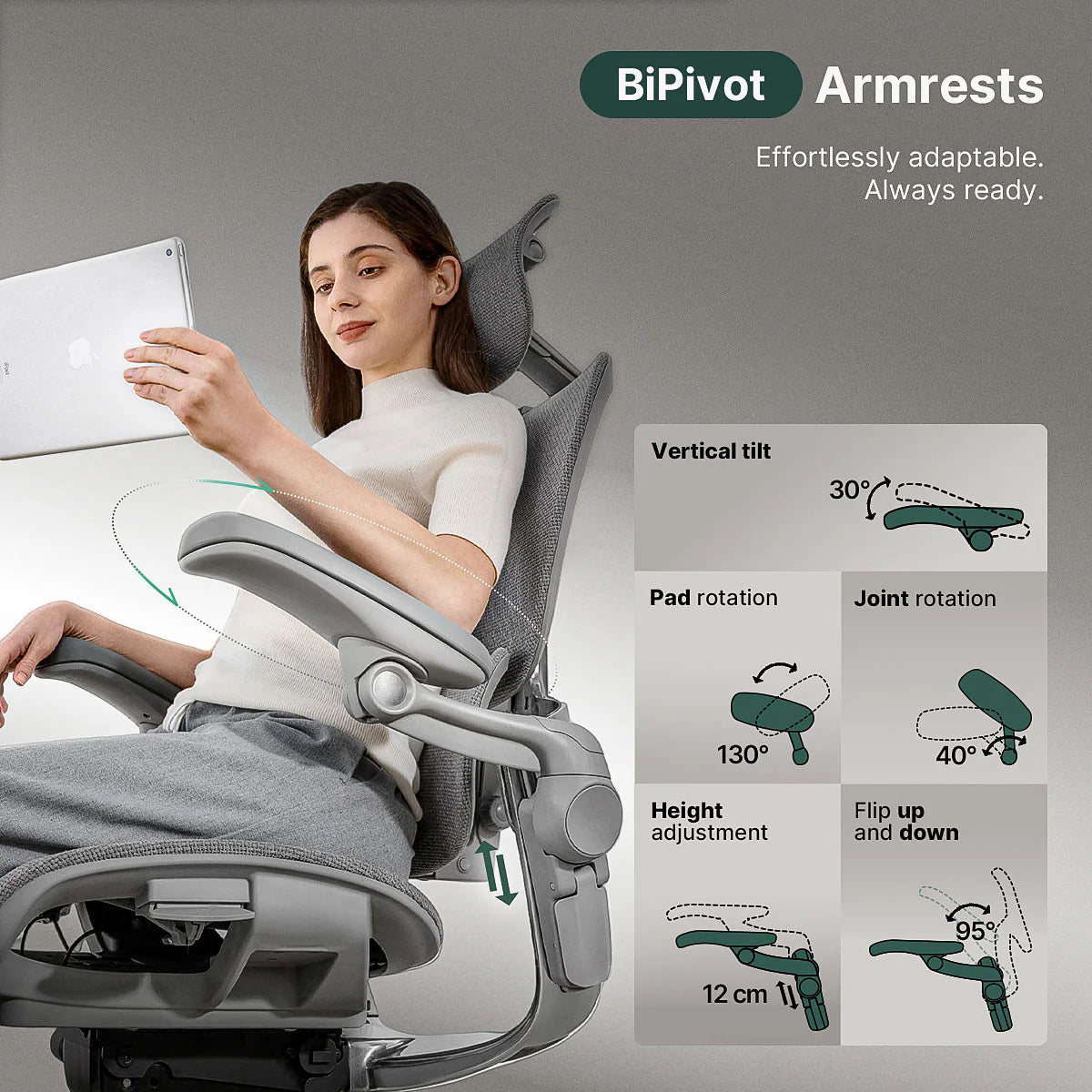 Hinomi H2 Pro Ergonomic Office Chair with Bi-Pivot Armrest