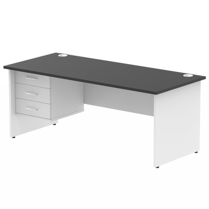 Impulse 1800mm Panel End Straigh Desk With Single Fixed Pedestal