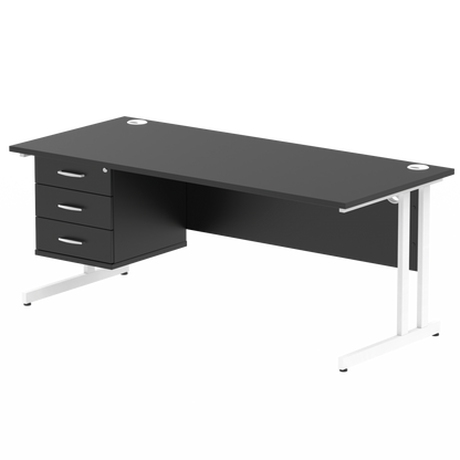 Impulse 1800mm Cantilever Straight Desk With Single Fixed Pedestal