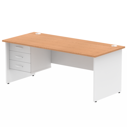Impulse 1800mm Panel End Straigh Desk With Single Fixed Pedestal