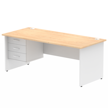 Impulse 1800mm Panel End Straigh Desk With Single Fixed Pedestal