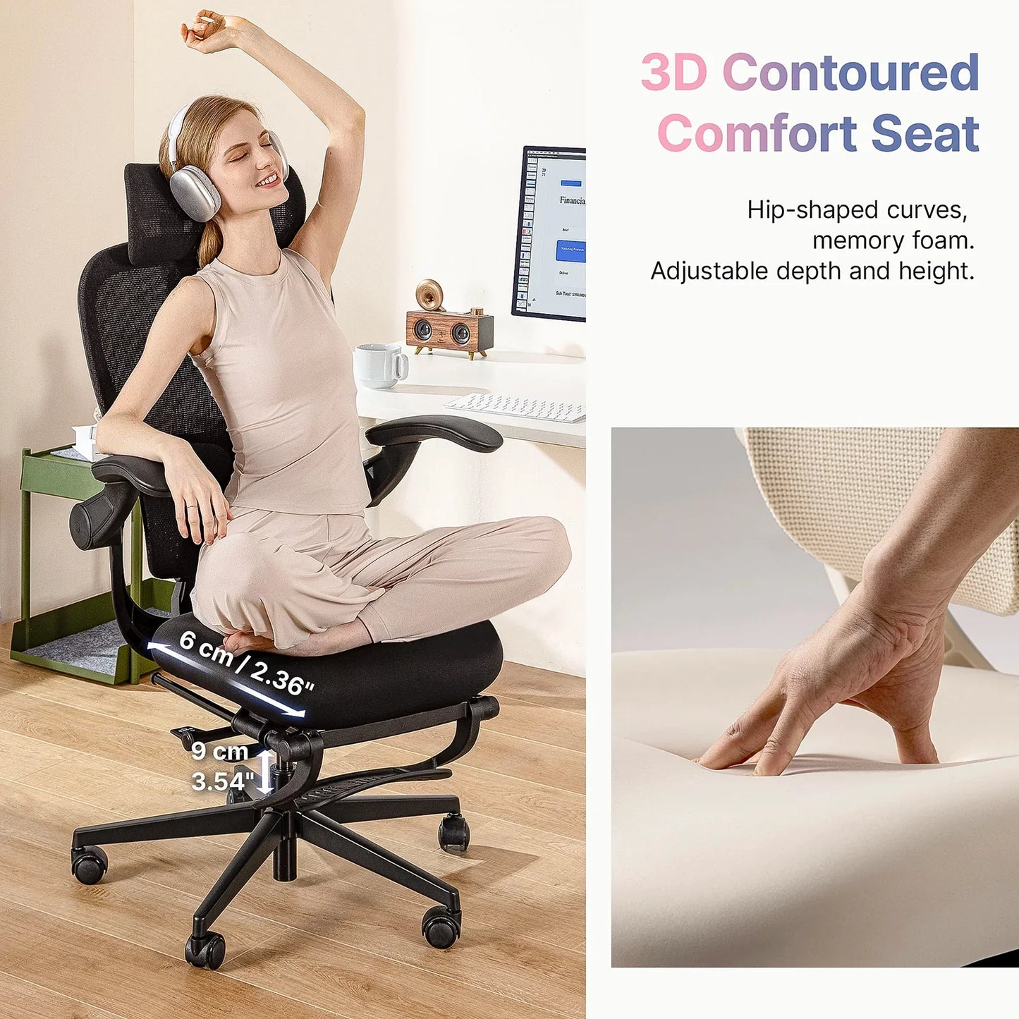 Hinomi Q2 Ergonomic Office Chair with Multi-Adjustable Armrests